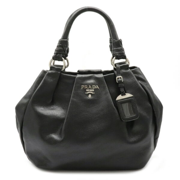 22120619 Prada Tote Bag Leather Nero Black