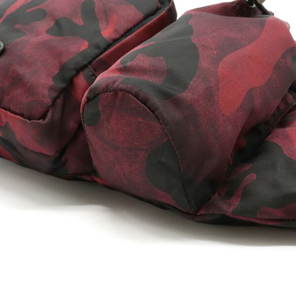 22120922 2 Prada Camouflage Waist Pouch Nylon Red Black