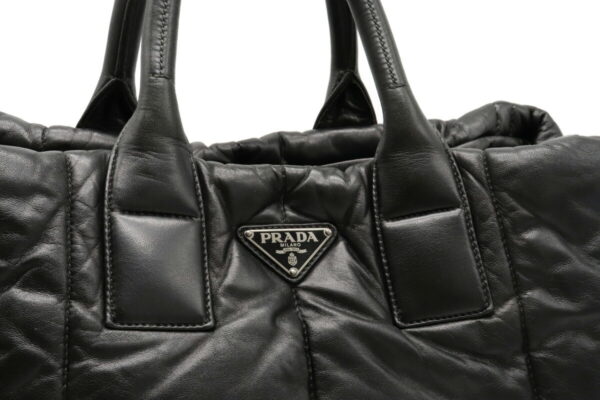 22120924 7 Prada Bomber Tote Bag Lamb Leather Nero Black