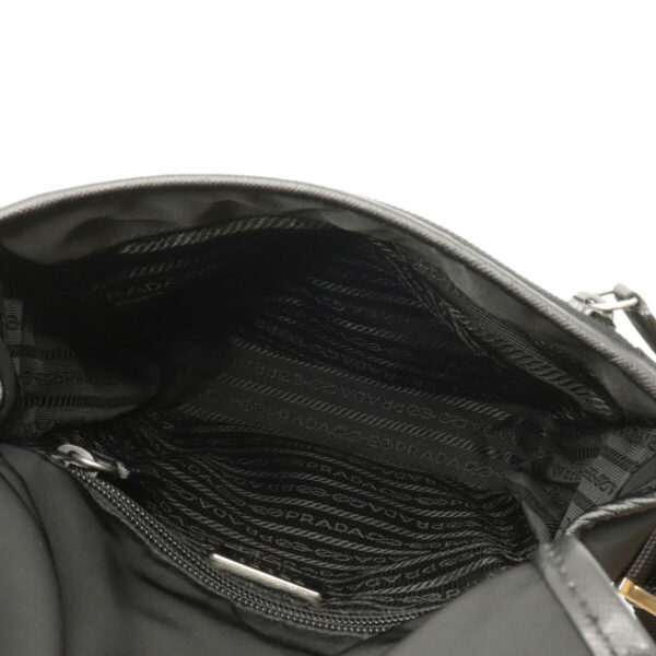 22130123 4 Prada Diagonal Shoulder Bag Nylon Leather Nero Black