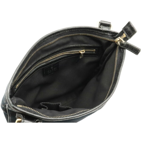 22130524 4 Gucci GG Sherry Line Diagonal Leather Shoulder Bag Black