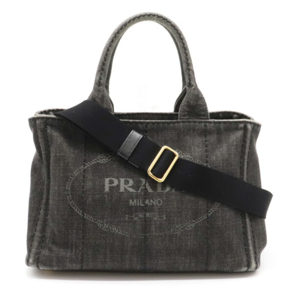 22141457 Prada Canapa Tote Bag Denim Black