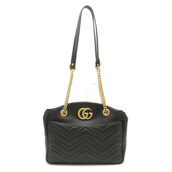 22150817 Gucci GG Marmont Quilted Leather Chain Shoulder Tote Bag Black