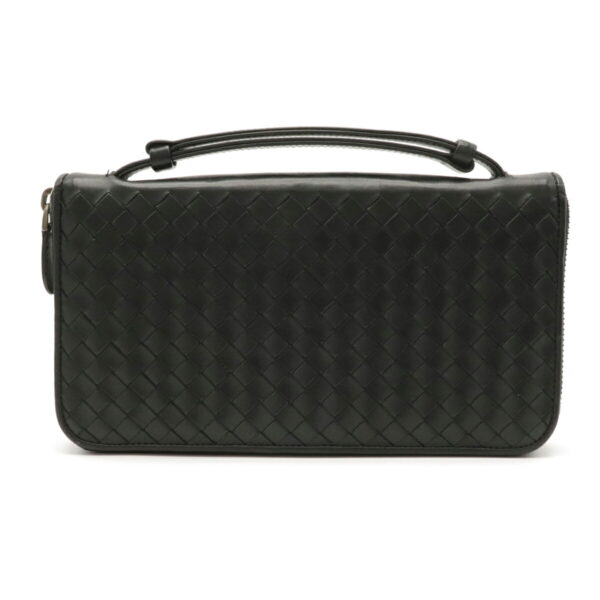 22150844 Bottega Veneta Intrecciato Leather Clutch Bag Black