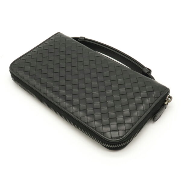 22150844 1 Bottega Veneta Intrecciato Leather Clutch Bag Black