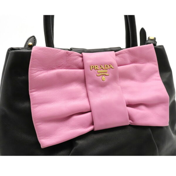 22160641 8 Prada Nappa Fiocco Mini Bag Leather Nero Black Pink