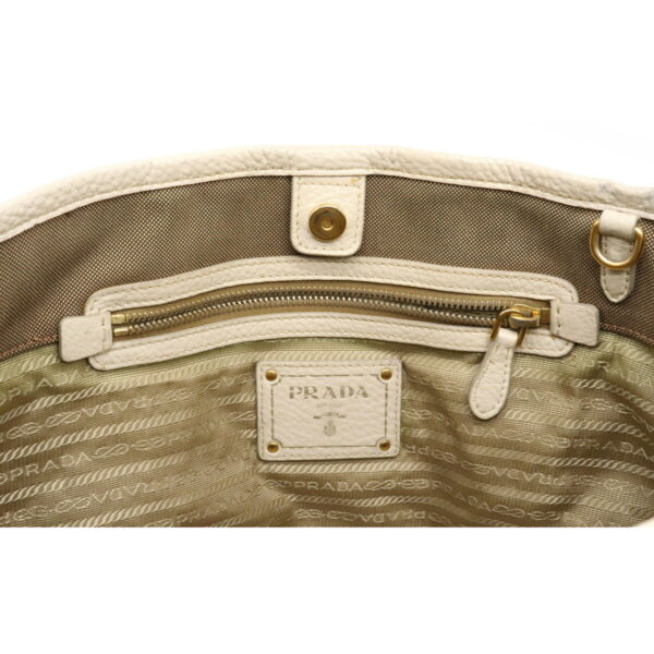 22170684 5 Prada Logo Jacquard Ribbon Handbag Beige