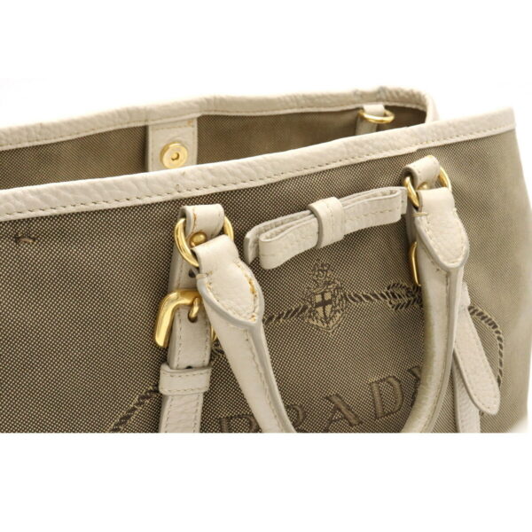 22170684 8 Prada Logo Jacquard Ribbon Handbag Beige