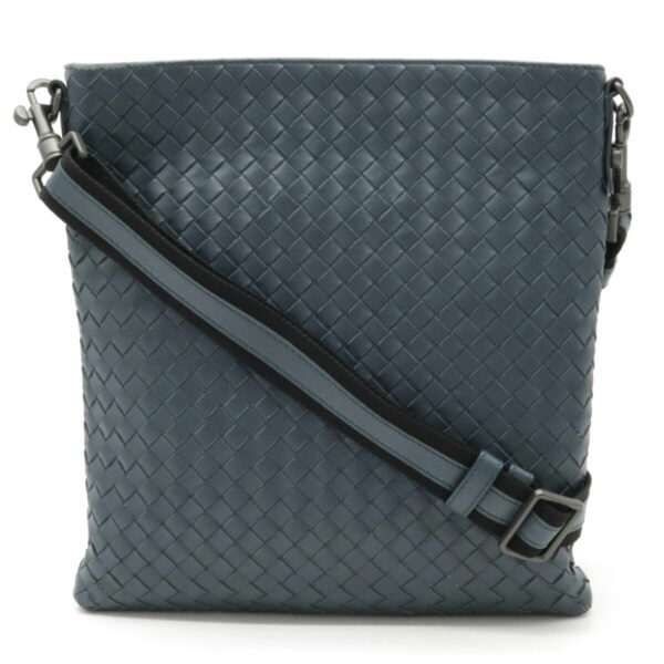 22200493 1 Bottega Veneta Intrecciato Shoulder Bag Leather Navy