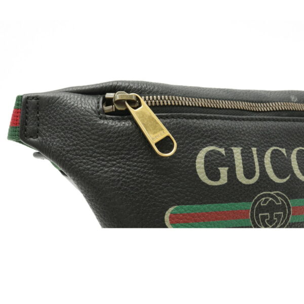 22200503 6 Gucci Gucci Print Leather Sherry Line Belt Waist Bag Black