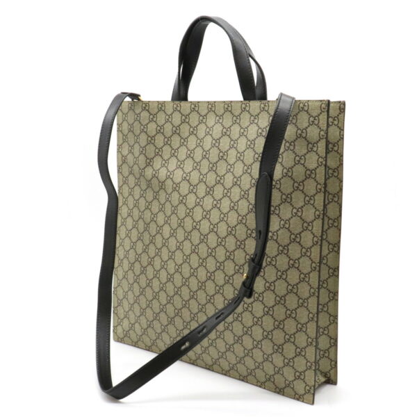 22211033 2 Gucci GG Supreme Bee 2way Shoulder Tote Bag Khaki