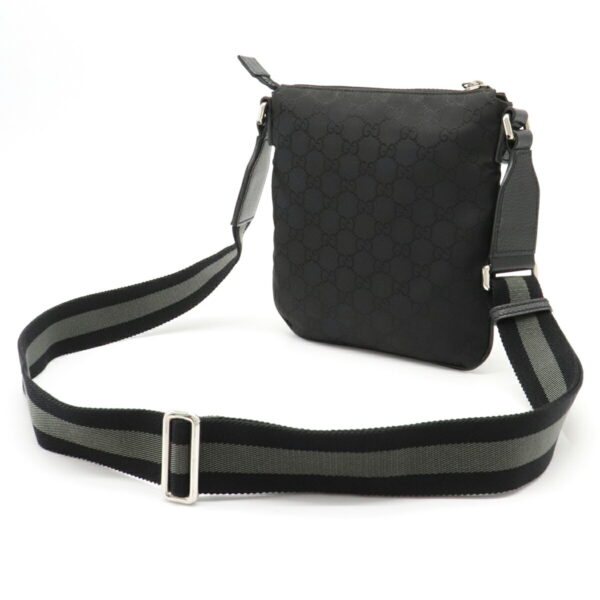 22211056 2 Gucci GG Nylon Leather Crossbody Pochette Black