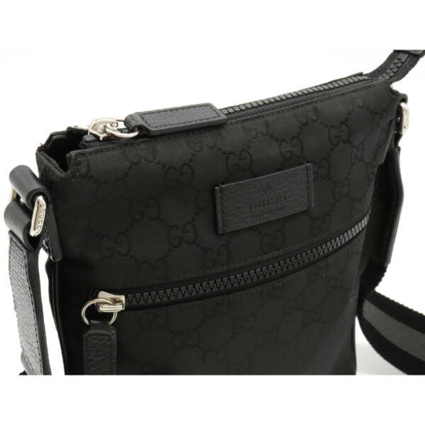 22211056 6 Gucci GG Nylon Leather Crossbody Pochette Black