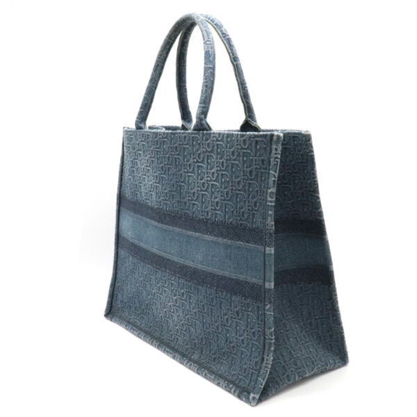 22220040 2 Christian Dior Oblique Book Tote Denim Blue