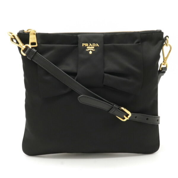 22230466 1 Prada Motif Shoulder Bag Nylon Leather Nero Black