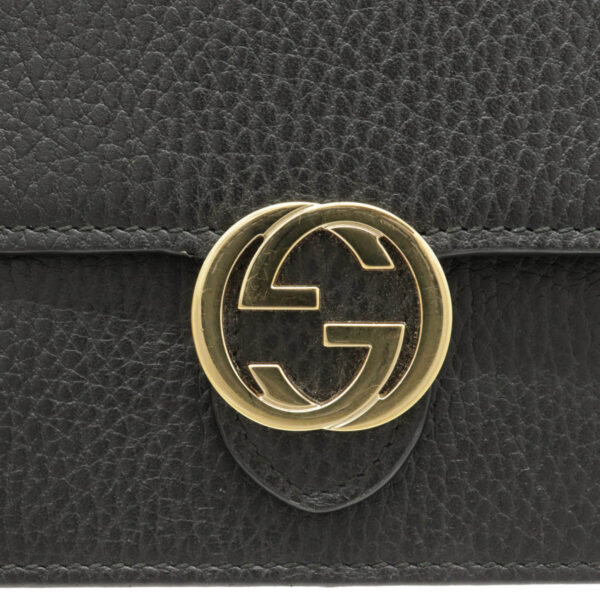 22230475 8 Gucci Interlocking G Leather Chain Wallet Black