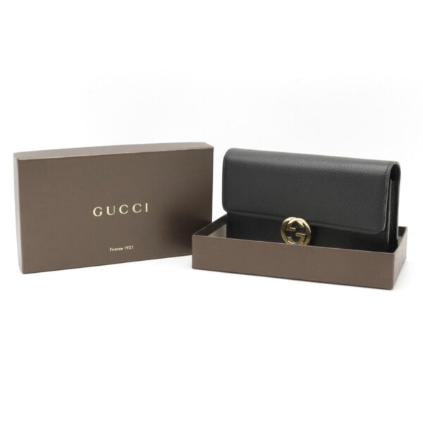 22230475 9 Gucci Interlocking G Leather Chain Wallet Black