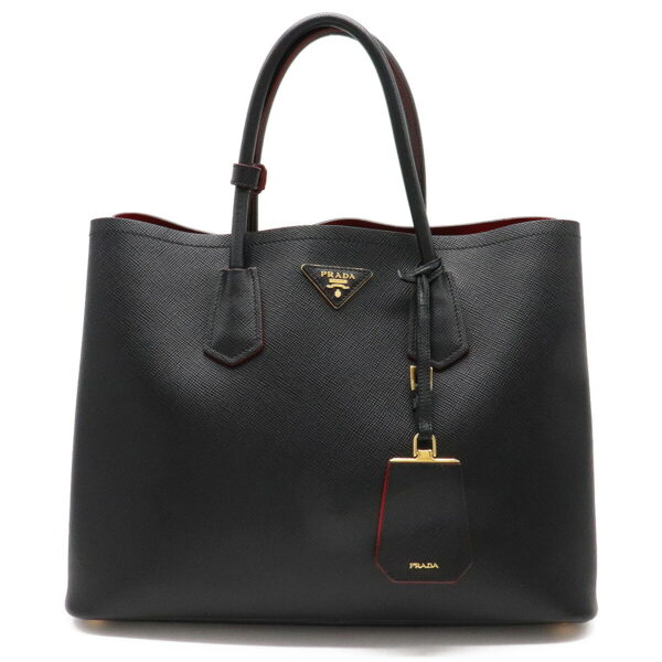 22230790 1 Prada Saffiano Cuir Handbag Leather Nero Black Red