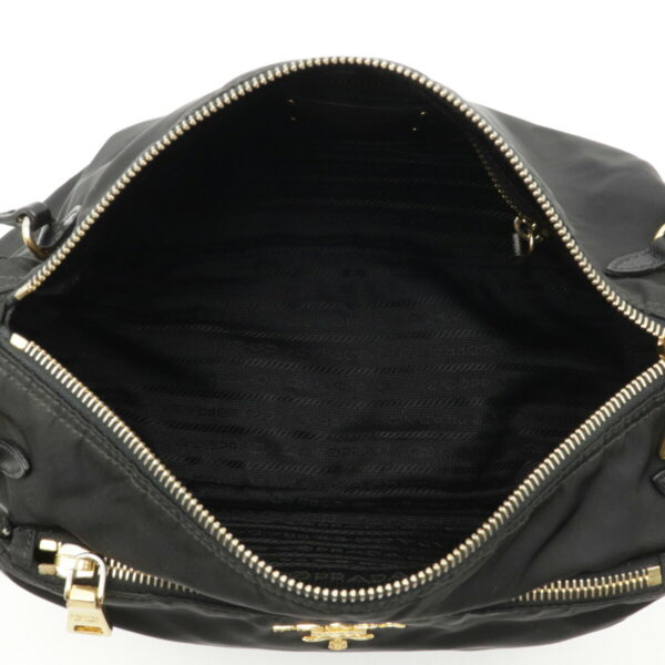 22240666 5 Prada Nylon Shoulder Bag Leather Nero Black