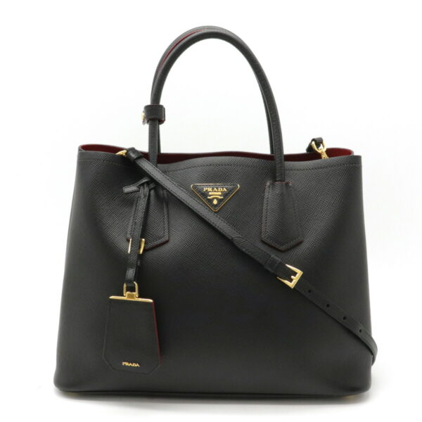 22240964 1 Prada Double Bag Saffiano Calf Leather Nero Black Red