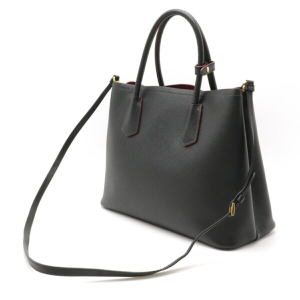 22240964 2 Prada Double Bag Saffiano Calf Leather Nero Black Red