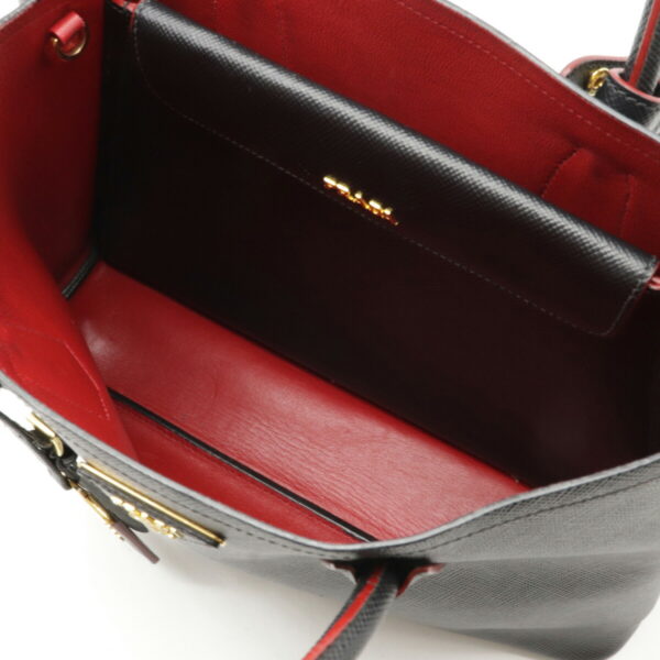 22240964 4 Prada Double Bag Saffiano Calf Leather Nero Black Red