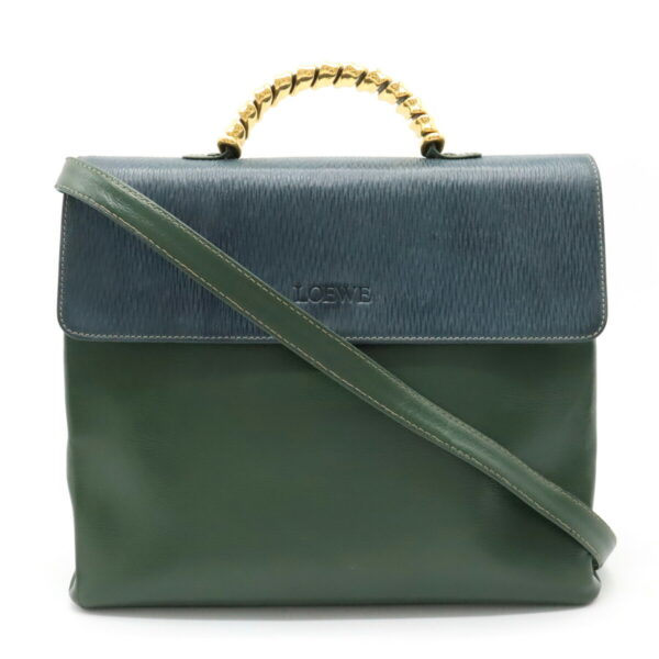 22320490 1 Loewe Velasquez Twist Handbag 2way Leather Dark Green