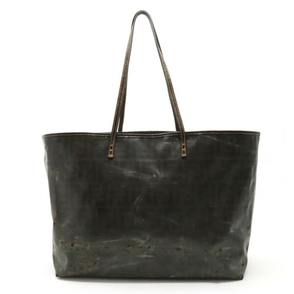 22330613 1 Fendi Zucca Pattern Tote Bag Patent Leather Dark Khaki