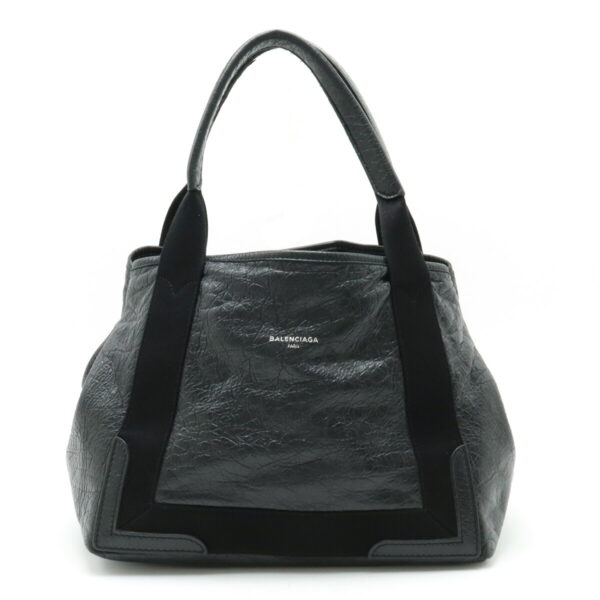 22401223 1 Balenciaga Navy Small Cabas Tote Bag Leather Black