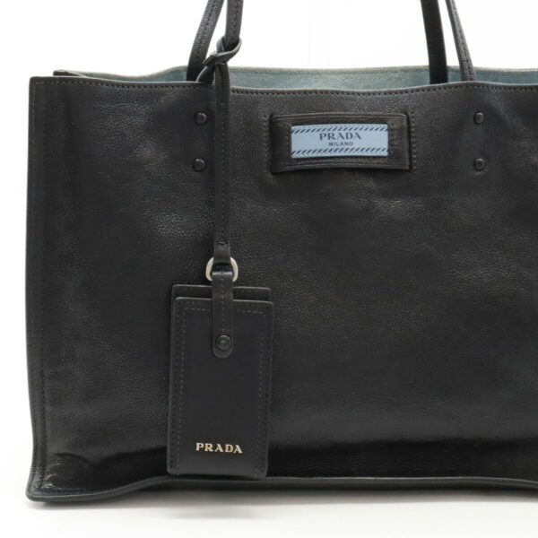 22420408 9 Prada Etiquette Tote Bag Shoulder Leather Nero Black Blue