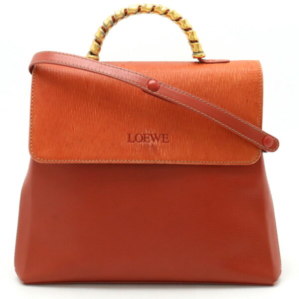 22430151 1 Loewe Velazquez Twist Handbag 2way Leather Terracotta Orange