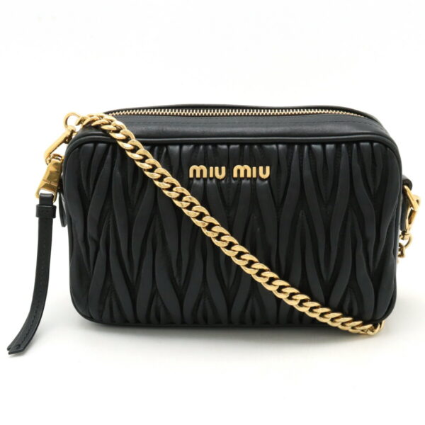 22430155 1 Miu Miu Matelasse Clutch Bag 2way Leather Black