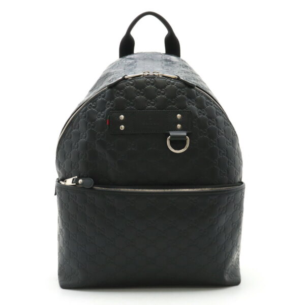 22440130 1 Gucci Guccisima Rubber Backpack Leather Black