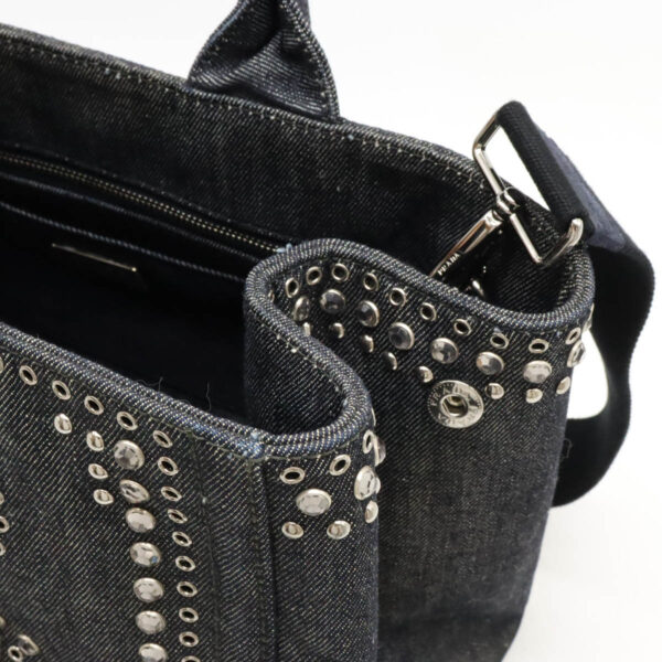 22440549 6 Prada Canapa Tote Bag Denim Bijou Studs Bleu Indigo