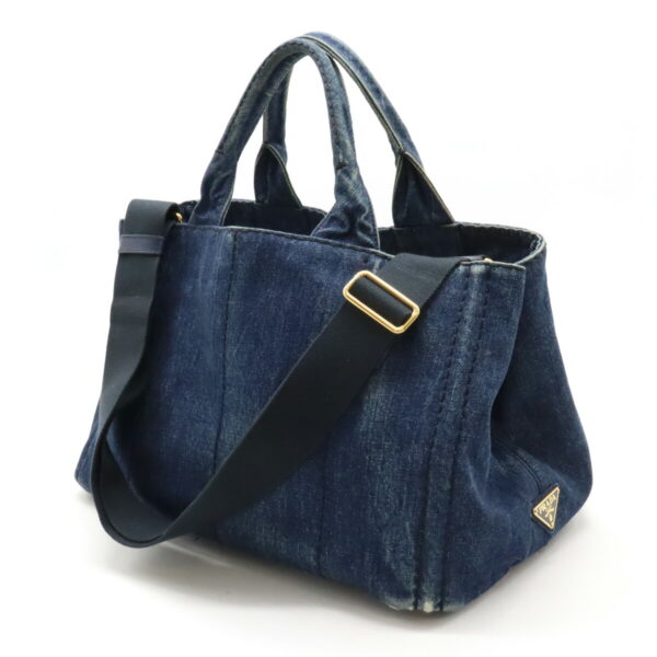 22440555 2 Prada Canapa Tote Bag Denim Canvas Avio Blue