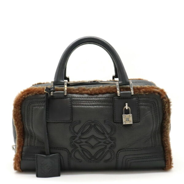 22440557 1 Loewe Amazona 28 Handbag Shearling Leather Dark Gray