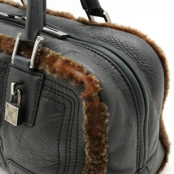 22440557 7 Loewe Amazona 28 Handbag Shearling Leather Dark Gray