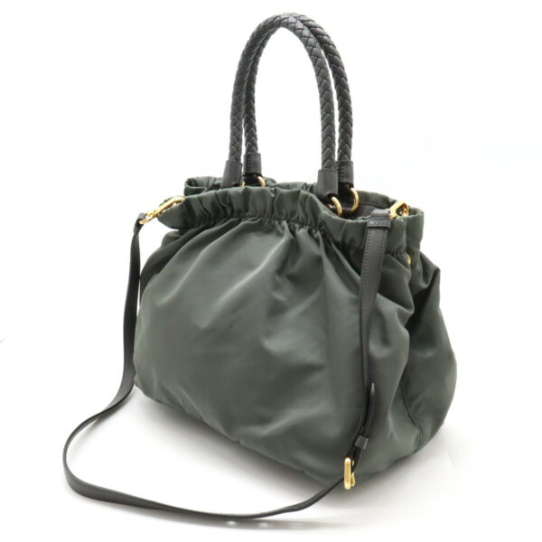 22440945 2 Prada Tote Bag Nylon Leather Ardesia Khaki Gray