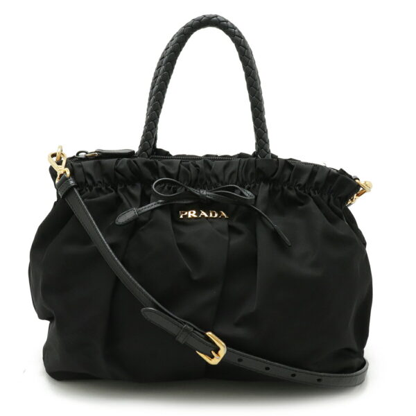 22450961 1 Prada Tessuto Bow Tote Bag Nylon Nero Black