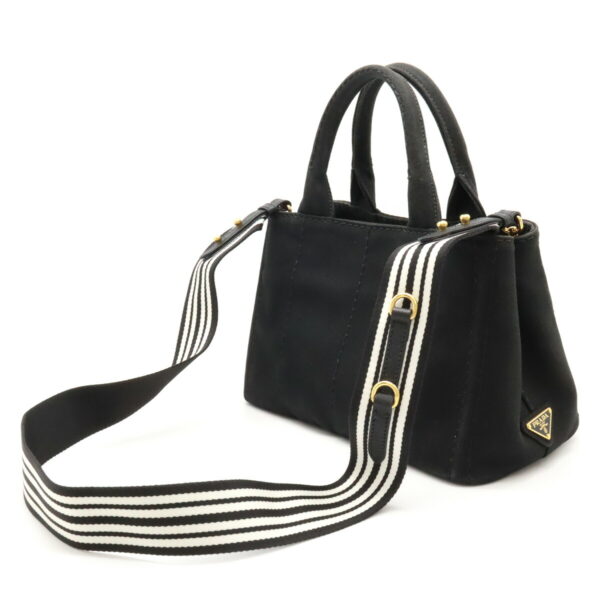 22450992 2 Prada Canapa Tote Bag Striped Canvas Nero Black