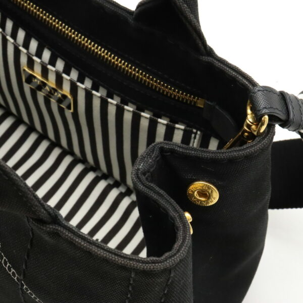 22450992 6 Prada Canapa Tote Bag Striped Canvas Nero Black