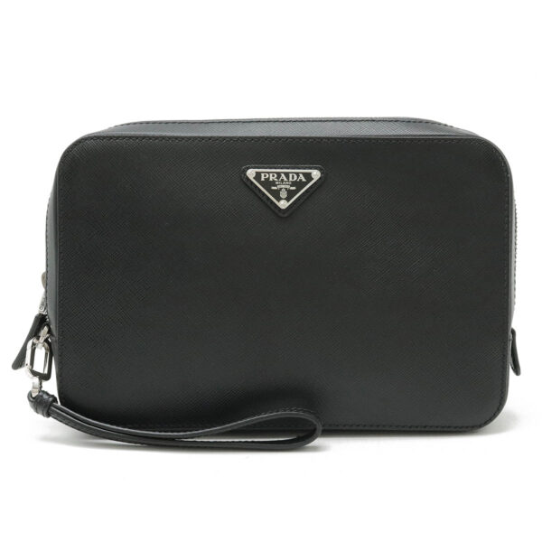 22450999 1 Prada Saffiano Travel Clutch Bag Leather Nero Black