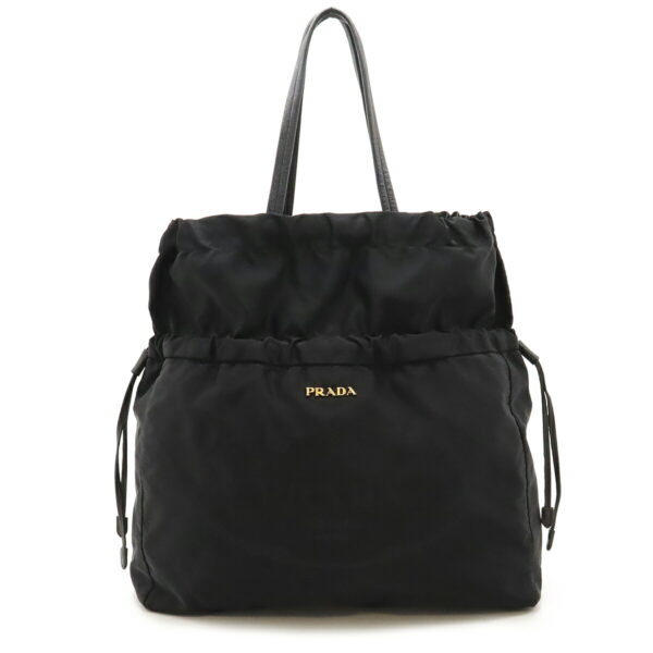 22451017 1 Prada Jacquard Handbag Tote Bag Nylon Leather Nero Black