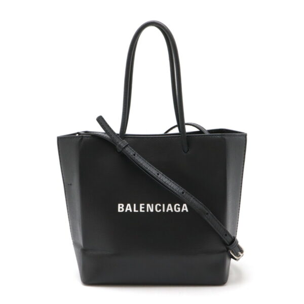 22470958 1 Balenciaga Logo Shopping Tote XXS Leather Black