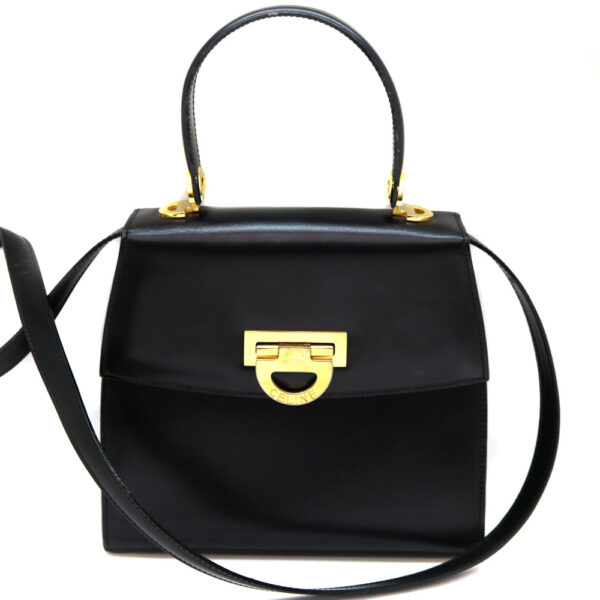 2285 1 Celine 2WAY Leather Handbag Black