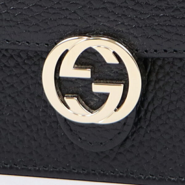 22gu012btq 005 Gucci Interlocking G Chain Wallet Leather Black