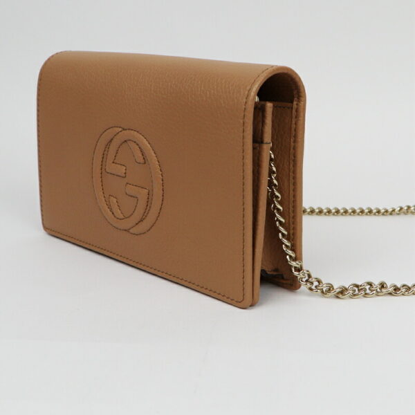 22gu019btq 002 Gucci Soho Chain Wallet Leather Rose Beige