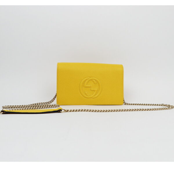 22gu020btq 004 Gucci Soho Chain Wallet Leather Yellow