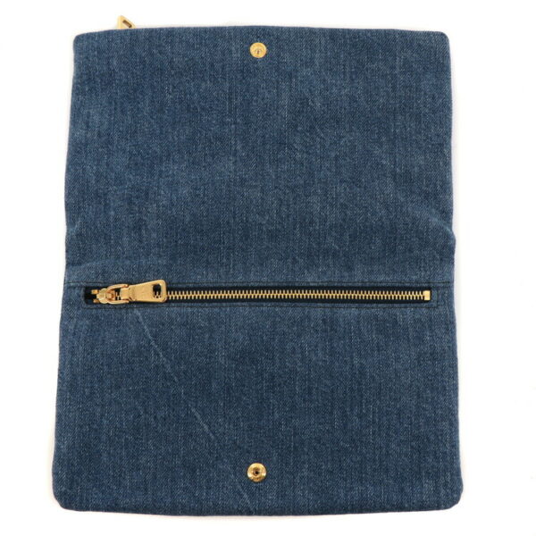 23 0169 09 Prada Denim Embroidery Wallet Clutch Bag Blue