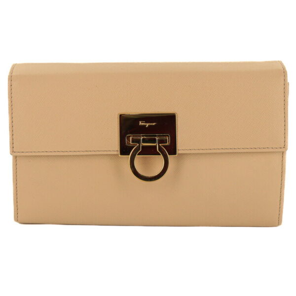 23 0578 02 Ferragamo Gancini Clutch Bag Beige